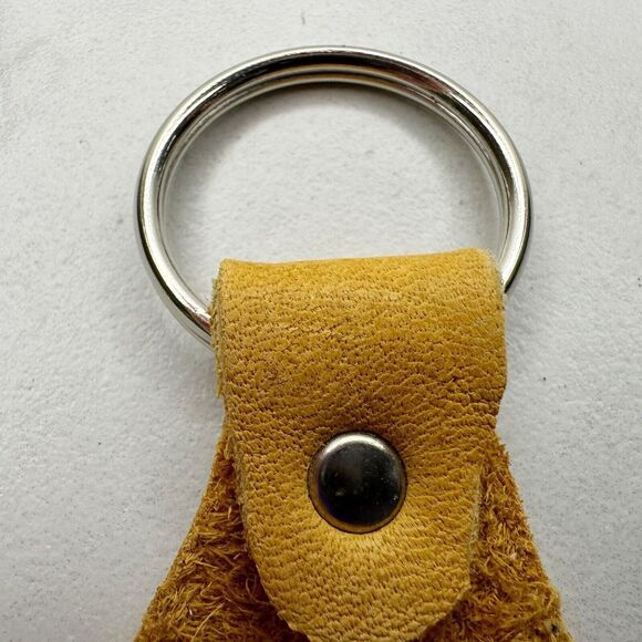 Soft Yellow Leather Keychain Keyring - Picture 7 of 8